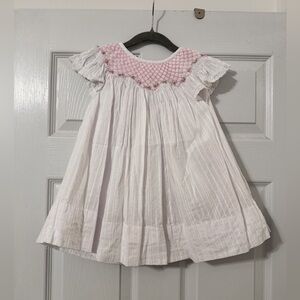Eliza James Kids White Smocked Dress with Rosebud Detailing - 2T